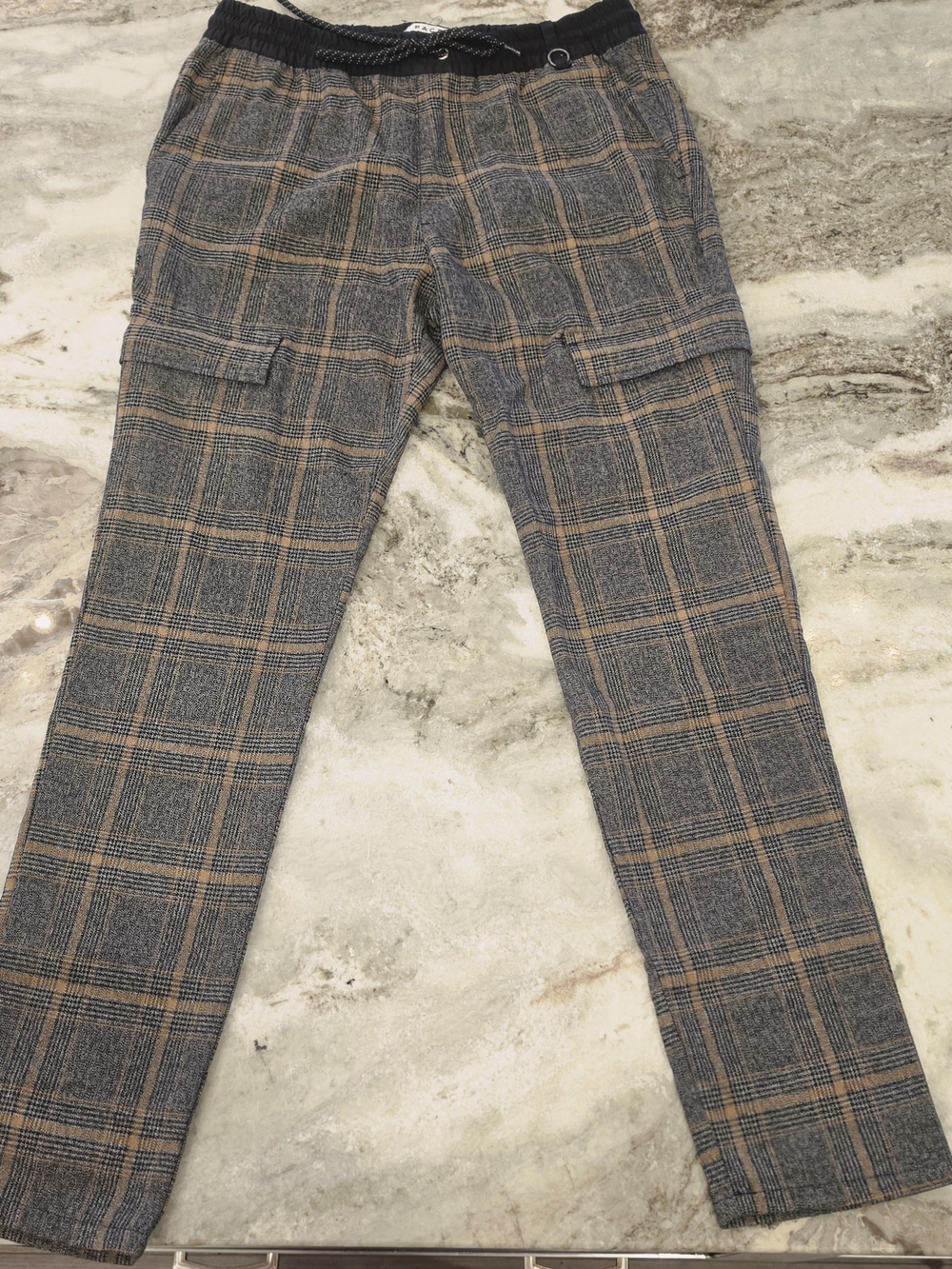 PacSun Black and Tan Plaid Drawstring Cargo Pants